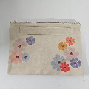 Erin Condren Pouch Floral Organizer Makeup Travel Cotton Cream NWOT